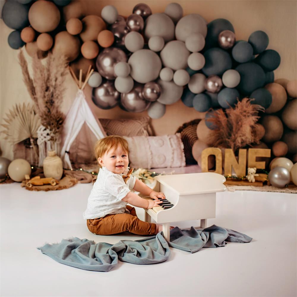 Kate Boho Ballons Zelt Hintergrund blau von Mandy Ringe Photography