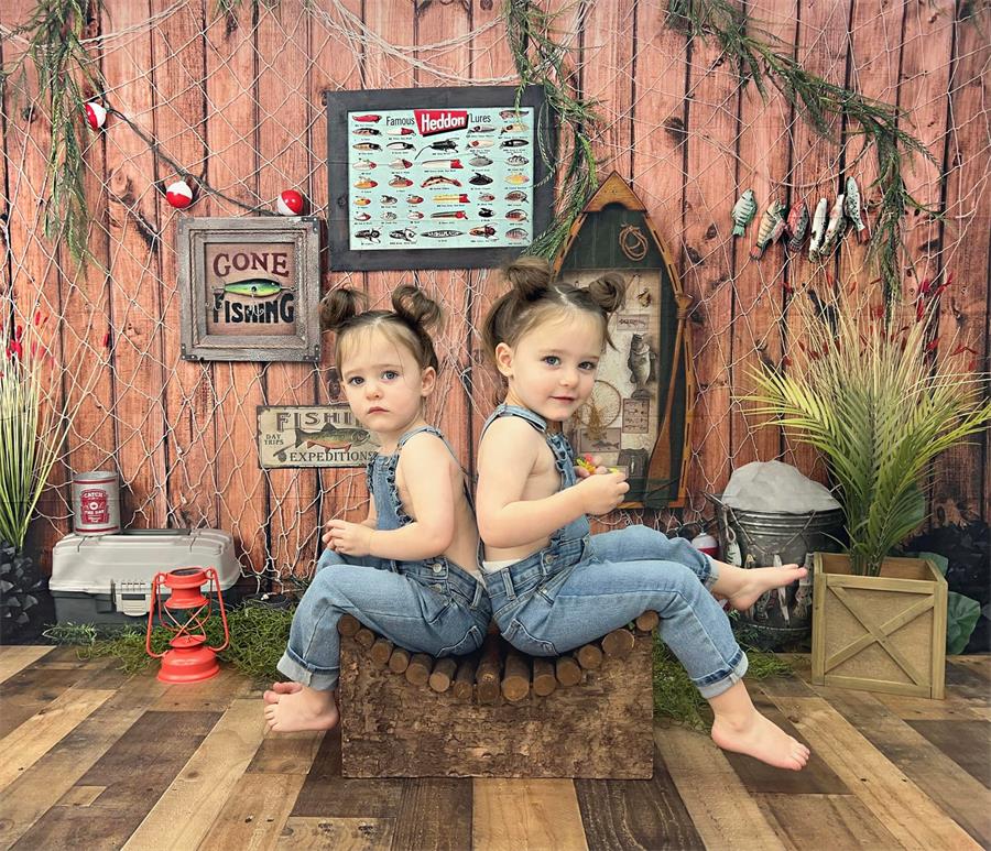 Kate Junge Holz Geburtstag Fische Hintergrund Sommer - Kate Backdrop.de