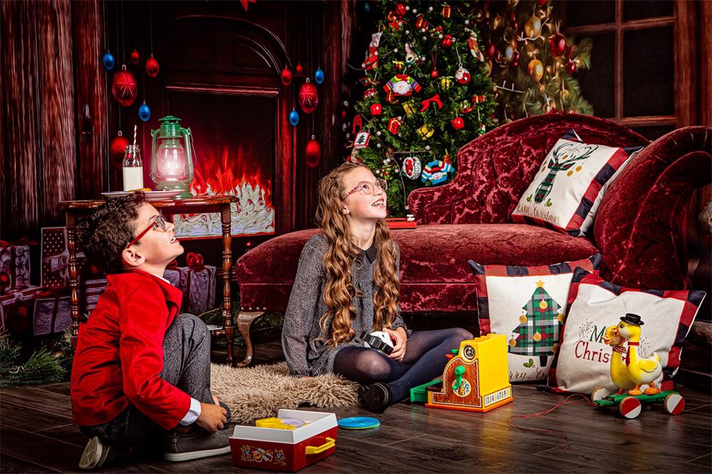 Kate Weihnachten Kamin Zimmer Set Weihnachtsbaum Holz - Kate Backdrop.de