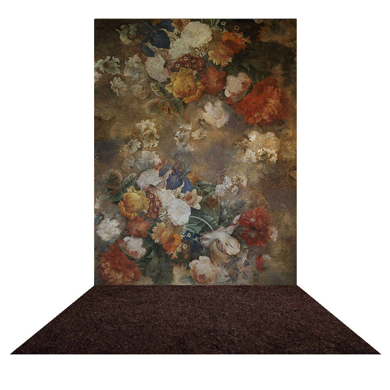 Kate Fine Art Retro Blumenhintergrund für Fotografie + Frühling Land Gummimatte Bodenmatte - Kate Backdrop.de