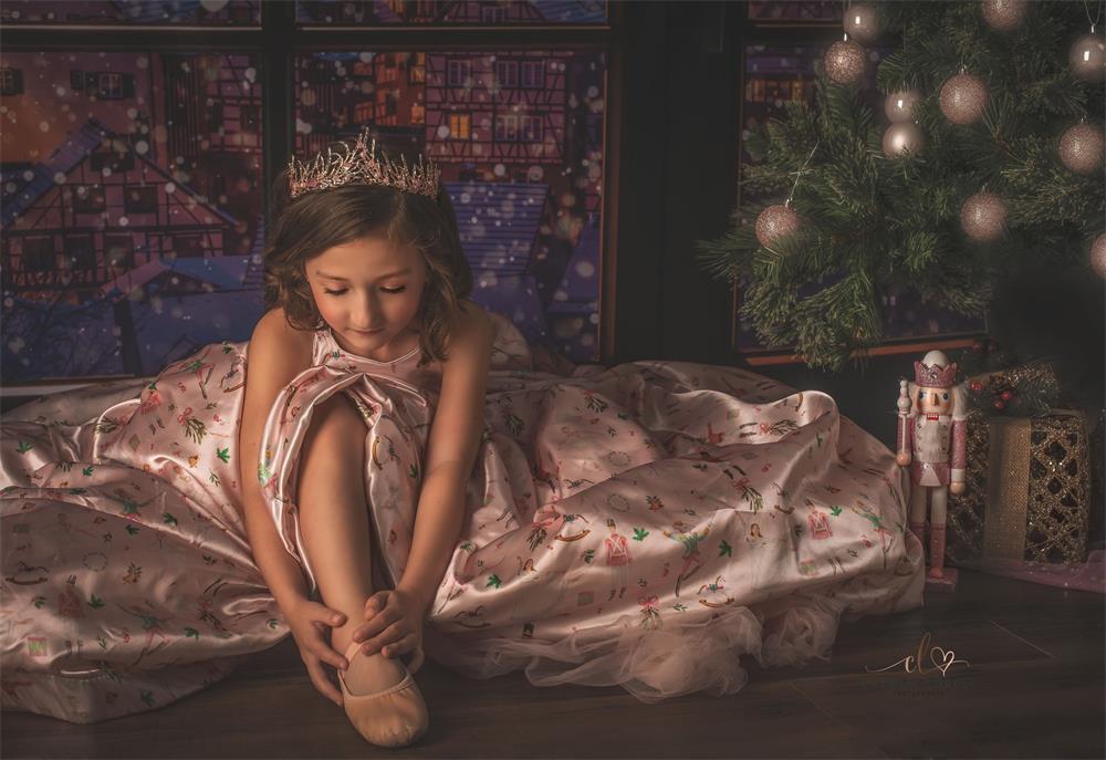 Kate Weihnachten Hintergrund Fenster Schnee Haus von Chain Photography
