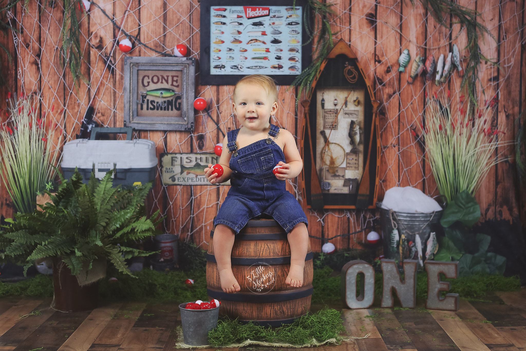 Kate Junge Holz Geburtstag Fische Hintergrund Sommer - Kate Backdrop.de