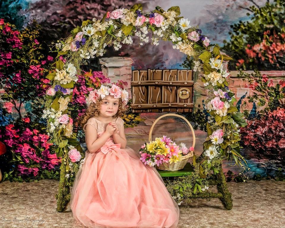 Kate Frühlingsblumen und Zaun Kinder Kulisse für Fotografie von JFCC - Kate Backdrop.de