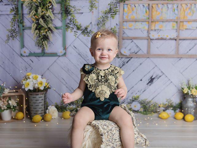 Kate Retro Holz Zitrone Farbe und Gnseblumchen Frühling Hintergrund - Kate Backdrop.de