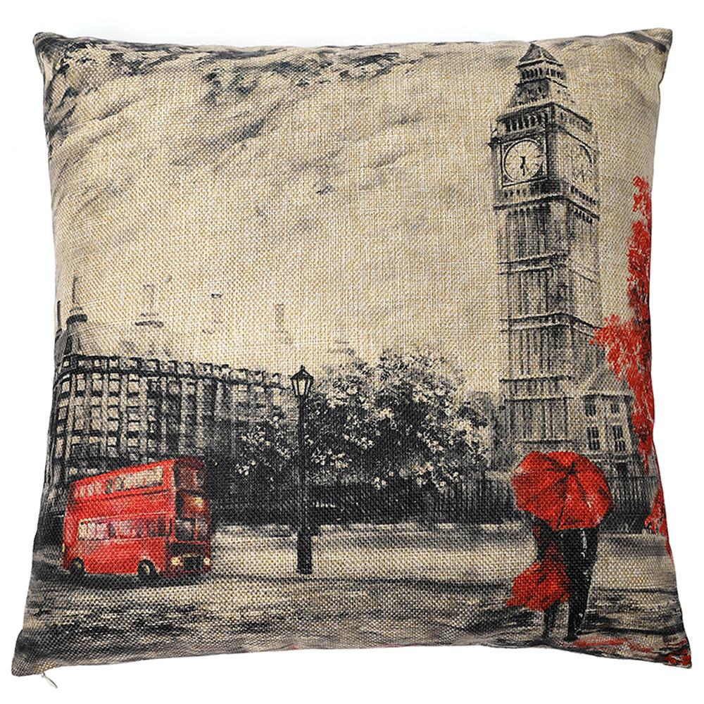 Katebackdrop:Kate Oil Painting Big Ben Throw Pillow Cover 18 x 18 Inches Cotton Linen Blend Western style Decorative Pillow Case Cushion Covers