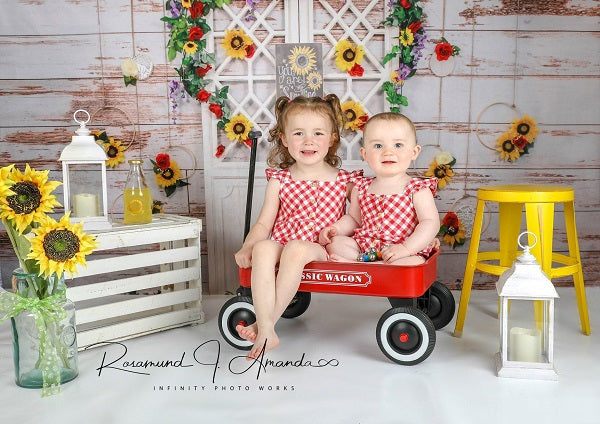 Kate Sie sind mein Sonnenschein-Weinlese-Wand-Sommer-Sonnenblume-Muttertagshintergrund für Fotografie Entworfen durch Staci Lynn Photography - Kate Backdrop.de