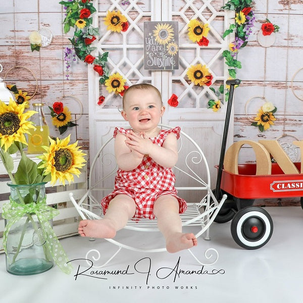 Kate Sie sind mein Sonnenschein-Weinlese-Wand-Sommer-Sonnenblume-Muttertagshintergrund für Fotografie Entworfen durch Staci Lynn Photography - Kate Backdrop.de
