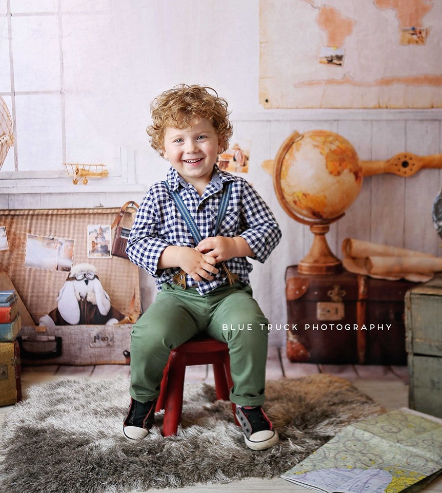 Kate Schulanfang Kinder Abenteurer Pilot Fotohintergrund Schule - Kate Backdrop.de