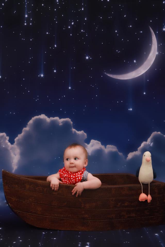 Kate Nächtlicher Himmel mit Mond-und Wolken-Kinderhintergrund für Fotografie - Kate Backdrop.de