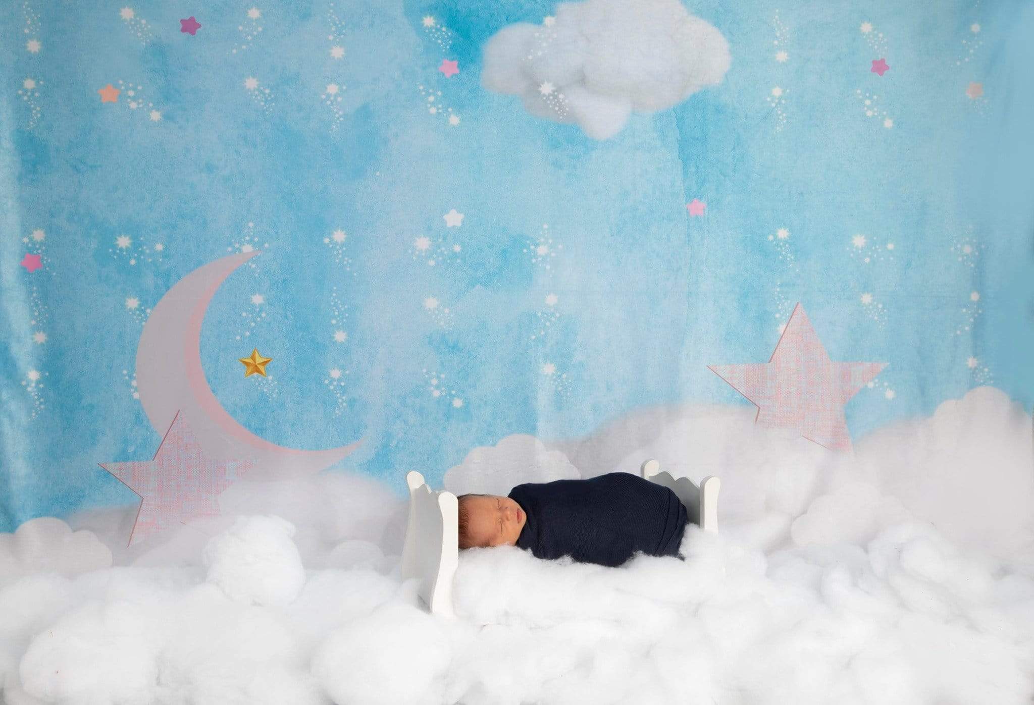 Katebackdrop:Kate Clouds with Moon and Stars Children Backdrop for Photography Designed by JFCC