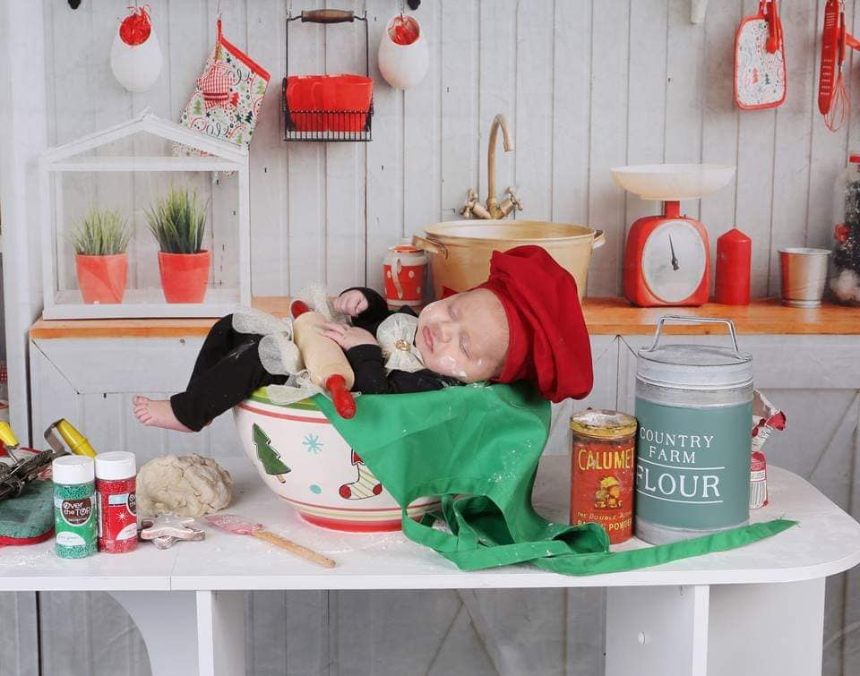 Kate Schnee Winter Weihnachten Küche Fotografie Hintergrund Christmas kitchen - Kate Backdrop.de