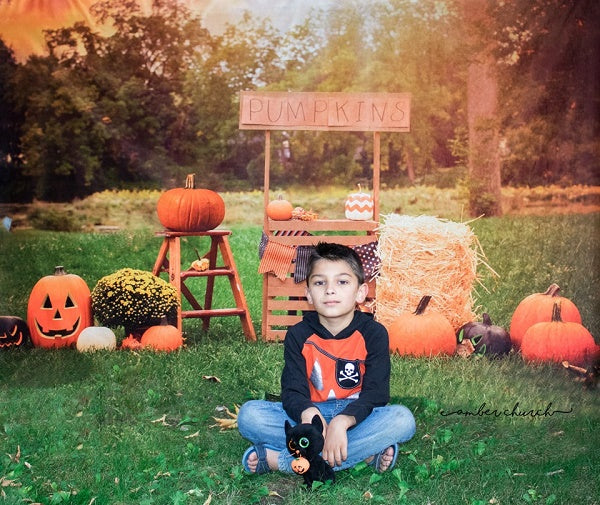 Kate Halloween Fotografie Hintergrund für Partei Kürbis Wiese - Kate Backdrop.de