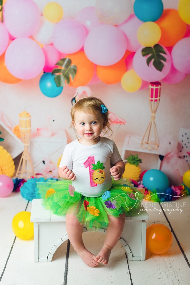 Kate Flamingo-Party Kinder Ballons Hintergrund für Fotografie Entworfen von Laura Lee Fotografie - Kate Backdrop.de