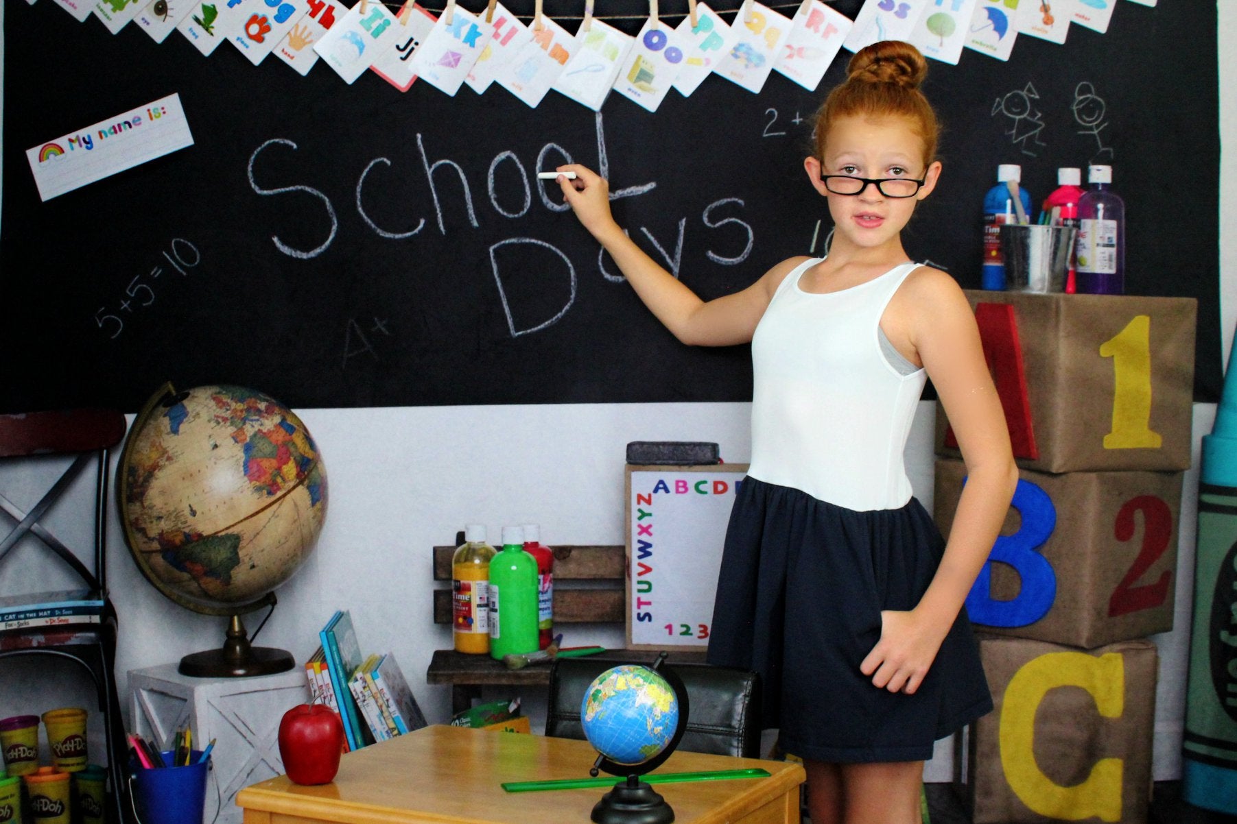 Kate Schultage Kinder Zurück zur Schule kreidetafel Hintergrund für Fotografie Entworfen von Erin Larkins - Kate Backdrop.de