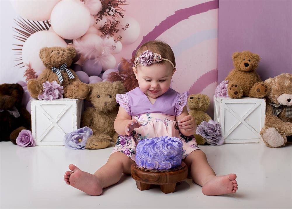 Kate Lila Boho Luftballons Hintergrund Cake Smash Party von Uta Mueller Photography - Kate Backdrop.de