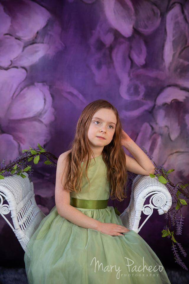 Katebackdrop£ºKate Fine Art Purple Painting Flowers Backdrop for Photography