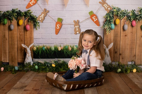 Kate Osterei Ostern Häschen Frühling Palisadenzaun Hintergrund Entworfen von Megan Leigh Photography - Kate Backdrop.de