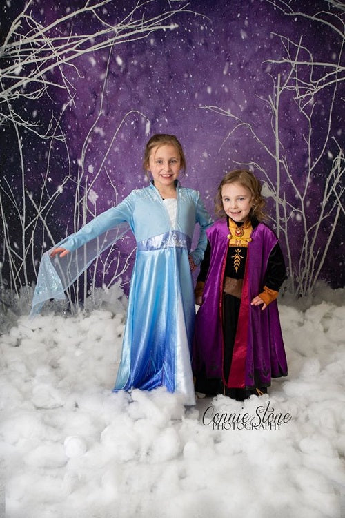 Kate Purple Winter Wonderland Snowy Kulisse von Arica Kirby entworfen - Kate Backdrop.de