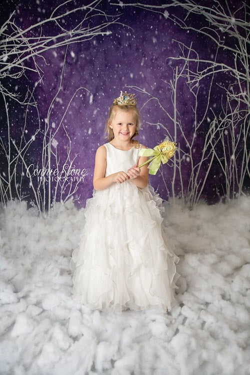 Kate Purple Winter Wonderland Snowy Kulisse von Arica Kirby entworfen - Kate Backdrop.de