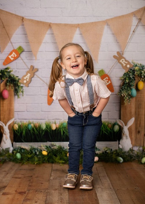 Kate Osterei Ostern Häschen Frühling Palisadenzaun Hintergrund Entworfen von Megan Leigh Photography - Kate Backdrop.de