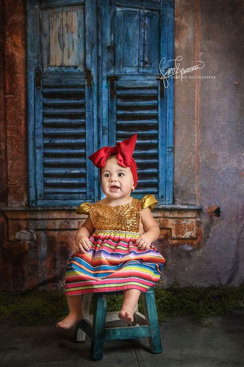 Kate Blaue Fenster Retro Hintergrund für Fotografie Studio - Kate Backdrop.de