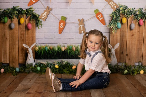 Kate Osterei Ostern Häschen Frühling Palisadenzaun Hintergrund Entworfen von Megan Leigh Photography - Kate Backdrop.de