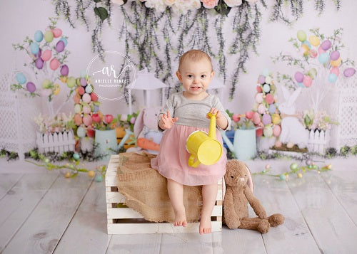 Kate Ostern mit Kaninchen Blumenhintergrund für Fotografie - Kate Backdrop.de