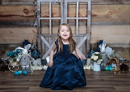 Kate Blaue Blumentüren Klassik Frühling Hintergrund für Fotografie Entworfen von Arica Kirby - Kate Backdrop.de