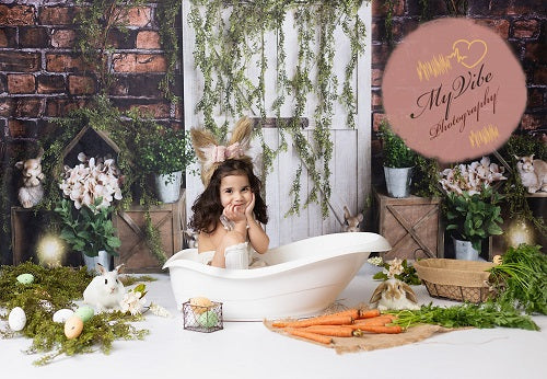 Kate Backstein Garten Hasen Frühling Ostern Hintergrund Entworfen von Megan Leigh Photography - Kate Backdrop.de