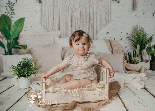 Kate Boho Macrame Bodenkissen mit Pflanzen Hintergrund Entworfen von Mandy Ringe Photography - Kate Backdrop.de