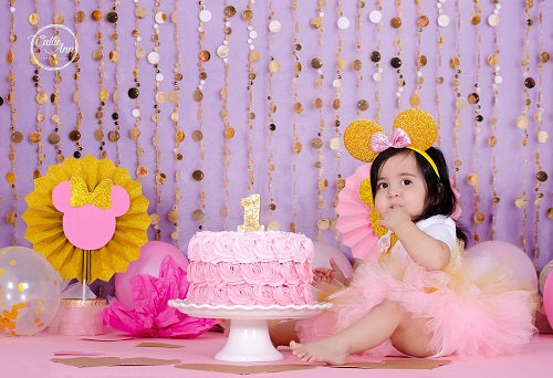 Kate Lila goldene Punkte Kinder Hintergrund Geburtstag für die Fotografie von Lisa B - Kate Backdrop.de