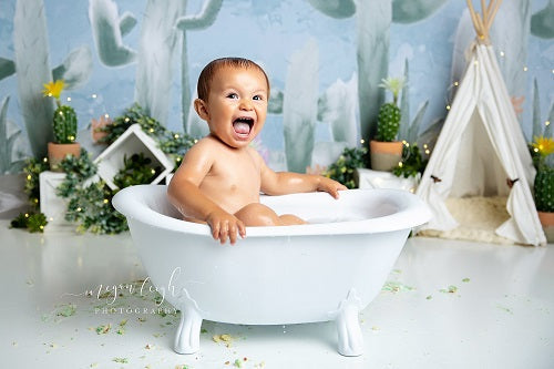 Kate Kaktus Frühling Kinder Hintergrund entworfen von Megan Leigh Photography - Kate Backdrop.de