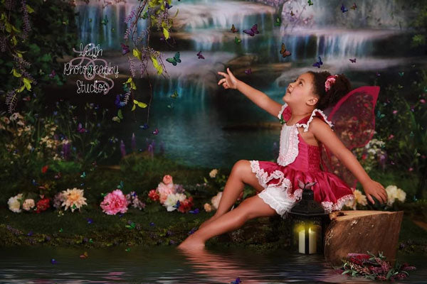 Kate Wasserfall Frühling Sommer Landschaft Blumen Hintergrund - Kate Backdrop.de