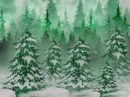 Kate-Weihnachtsgrün-Kiefer-Schnee-Bauernhof-Hintergrund entworfen von Jerry_Sina - Kate Backdrop.de