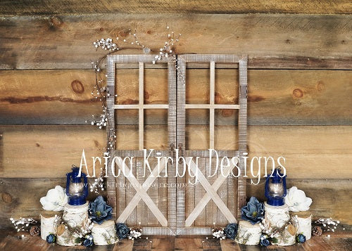 Kate Blaue Blumentüren Klassik Frühling Hintergrund für Fotografie Entworfen von Arica Kirby - Kate Backdrop.de