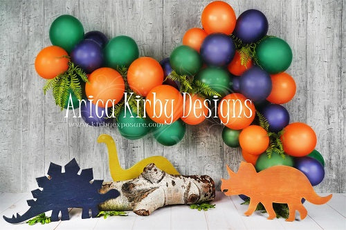 Kate Dinosaurier Dinosaur Luftballons Kinder Hintergrund Entworfen von Arica Kirby - Kate Backdrop.de