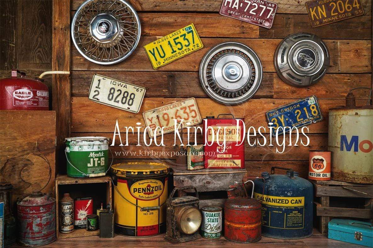 Kate Garage Jungen / Vatertag Hintergrund von Arica Kirby - Kate Backdrop.de