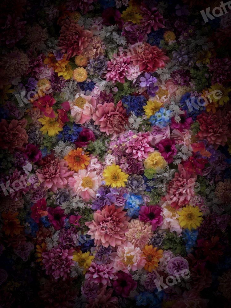 Kate Fine Art Hintergrund Bunte Blumen von Chain Photography - Kate Backdrop.de