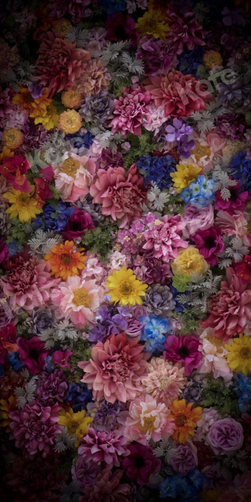 Kate Fine Art Hintergrund Bunte Blumen von Chain Photography - Kate Backdrop.de
