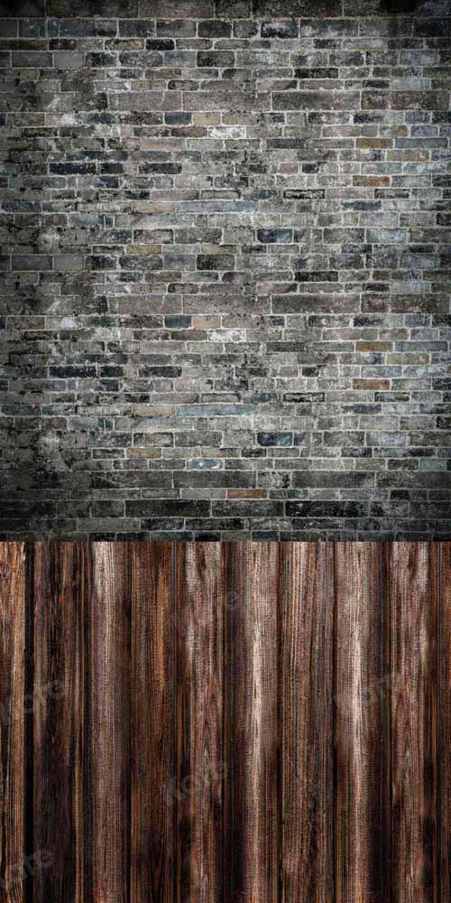 Kate Kombibackdrop Schwarz Mauer retro Holz Hintergrund - Kate Backdrop.de