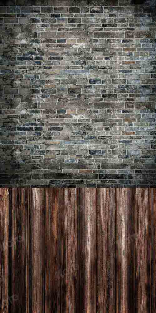 Kate Kombibackdrop Schwarz Mauer retro Holz Hintergrund - Kate Backdrop.de