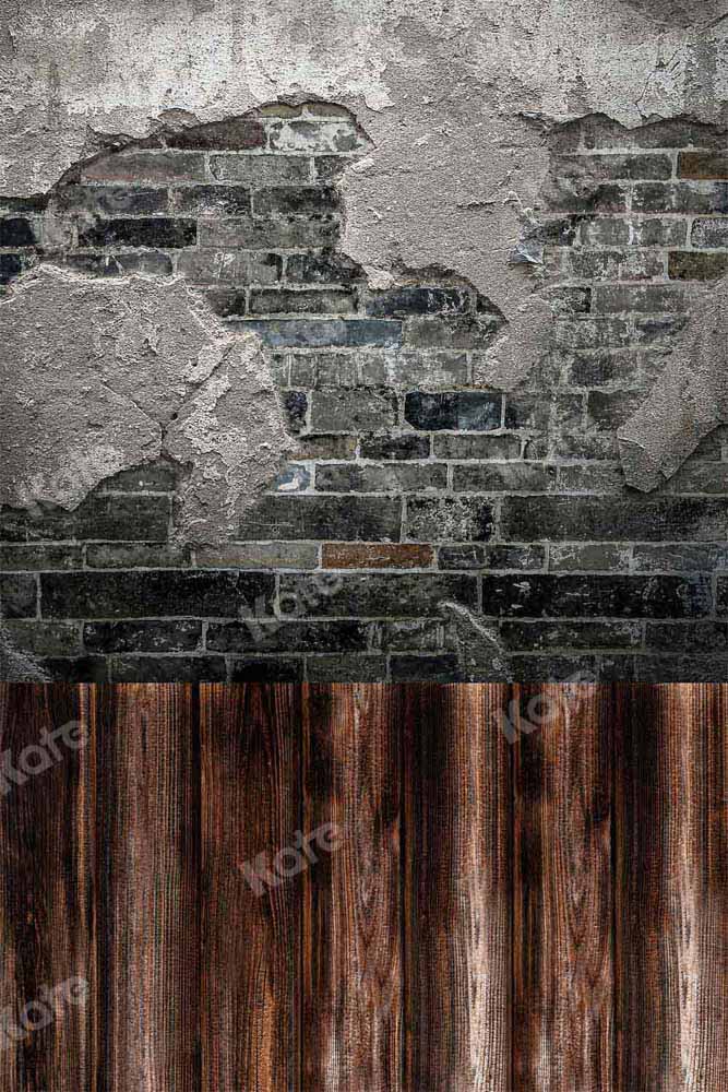 Kate Kombibackdrop Schwarz retro Mauer Holz Hintergrund - Kate Backdrop.de