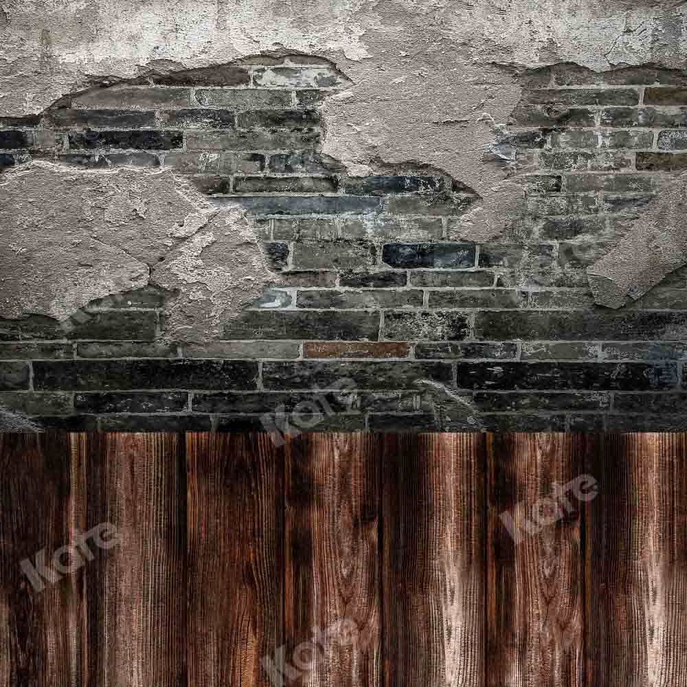 Kate Kombibackdrop Schwarz retro Mauer Holz Hintergrund - Kate Backdrop.de