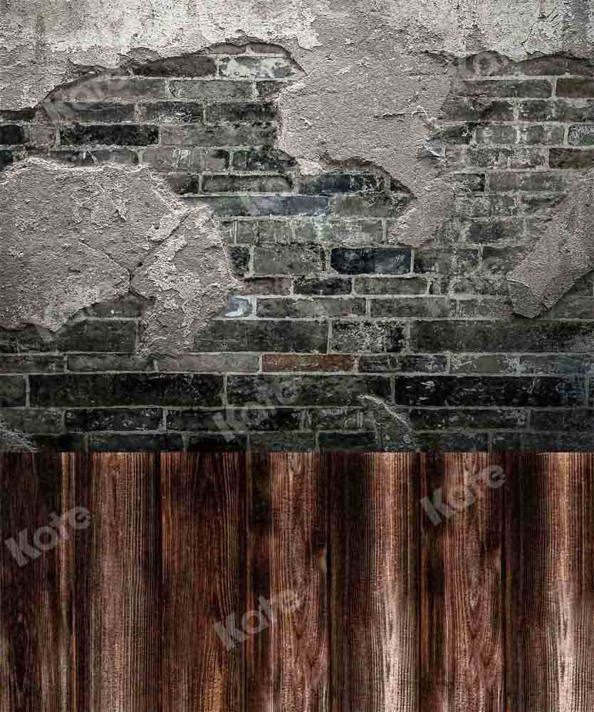 Kate Kombibackdrop Schwarz retro Mauer Holz Hintergrund - Kate Backdrop.de