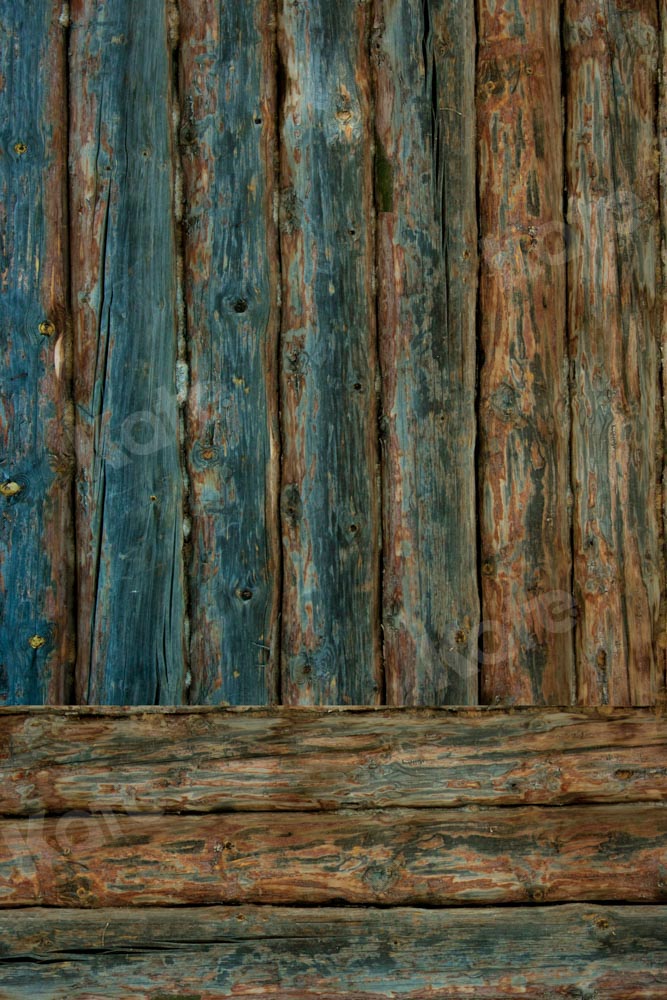 Kate Kombibackdrop Blau Braun schäbig Holz Hintergrund - Kate Backdrop.de