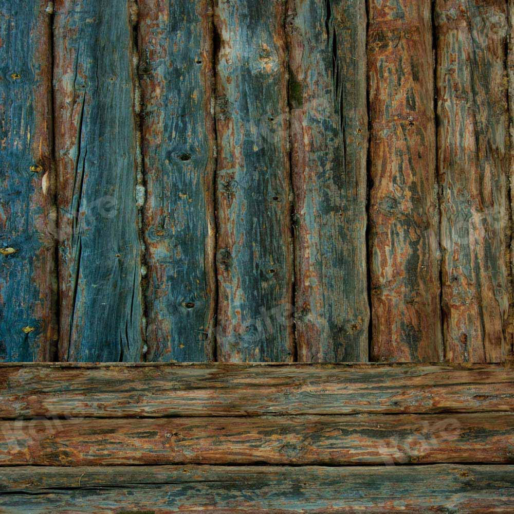 Kate Kombibackdrop Blau Braun schäbig Holz Hintergrund - Kate Backdrop.de