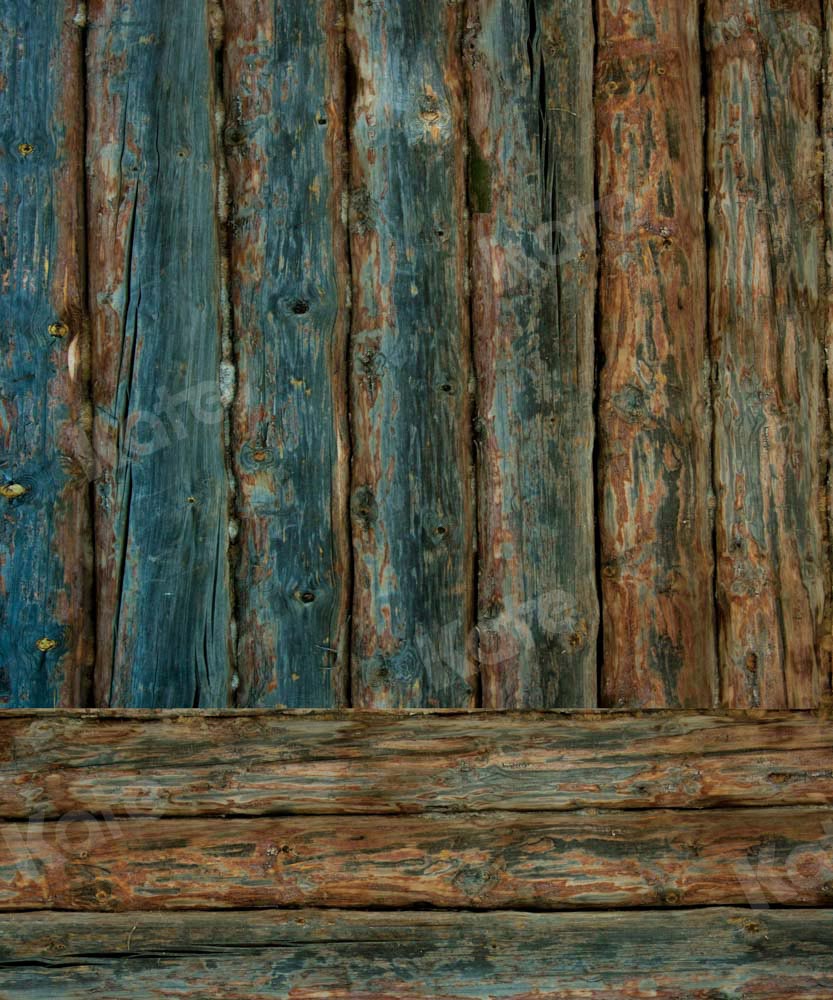 Kate Kombibackdrop Blau Braun schäbig Holz Hintergrund - Kate Backdrop.de