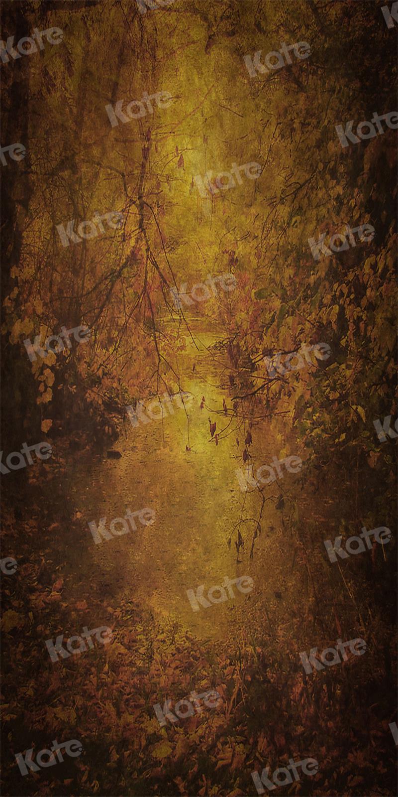 Kate Herbst Hintergrund Gold Blätter Ölgemälde Sonnenuntergang für Fotografie - Kate Backdrop.de