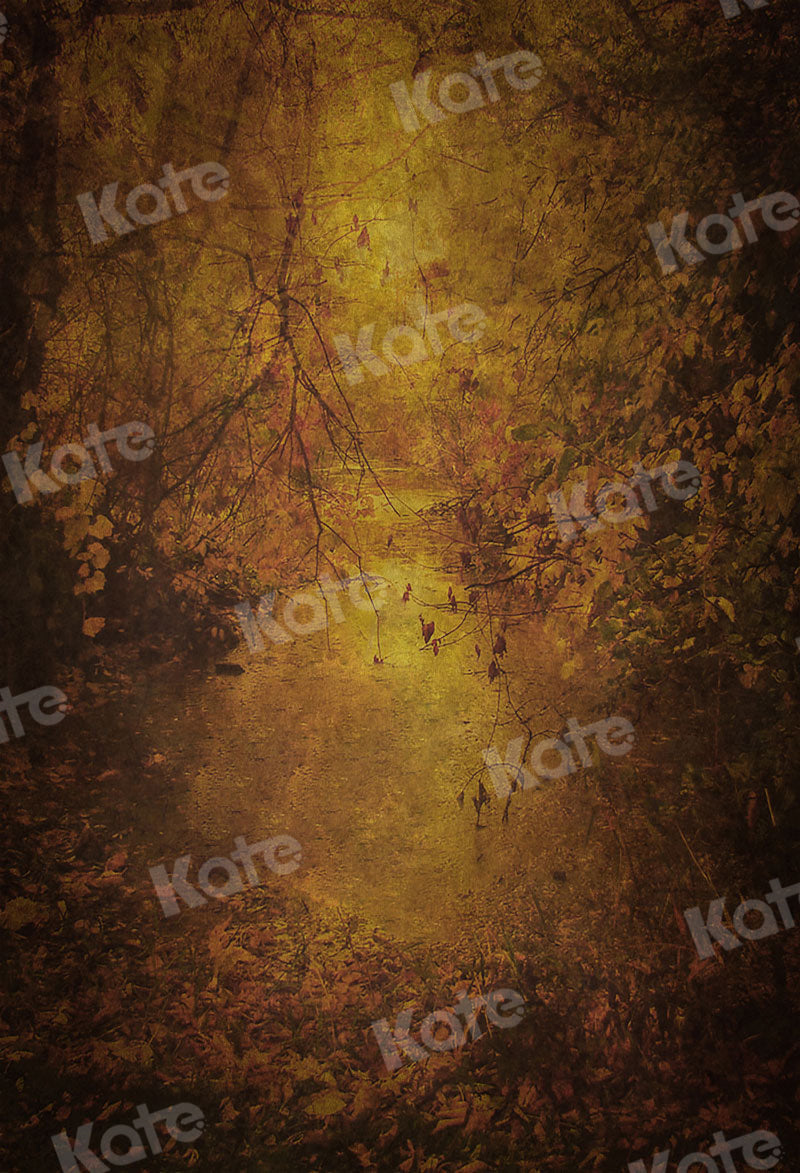 Kate Herbst Hintergrund Gold Blätter Ölgemälde Sonnenuntergang für Fotografie - Kate Backdrop.de