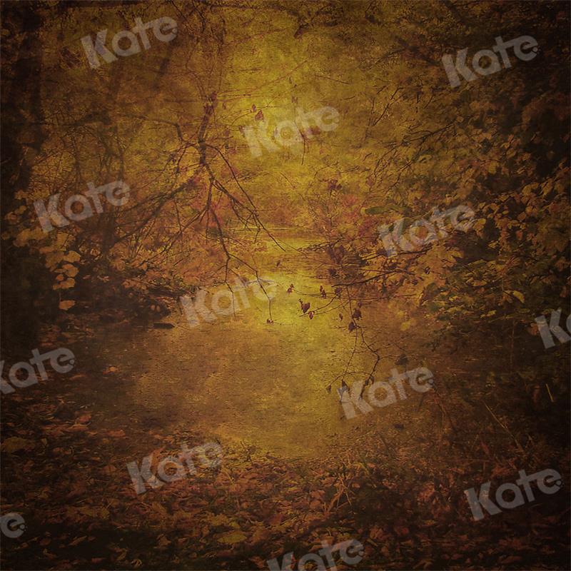 Kate Herbst Hintergrund Gold Blätter Ölgemälde Sonnenuntergang für Fotografie - Kate Backdrop.de